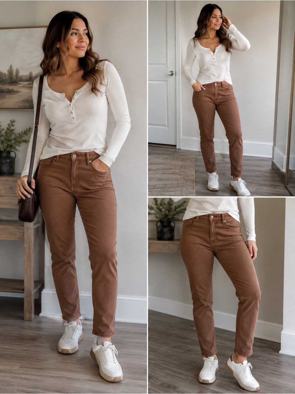 J. Jill Women's Cropped Straight-Leg Jeans in Soft Brown